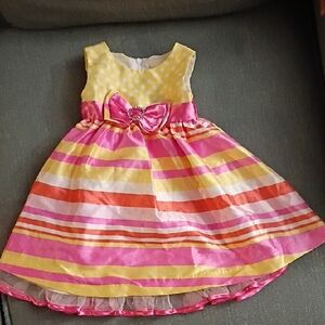 Nannette Pink and Yellow Striped Kids Dress